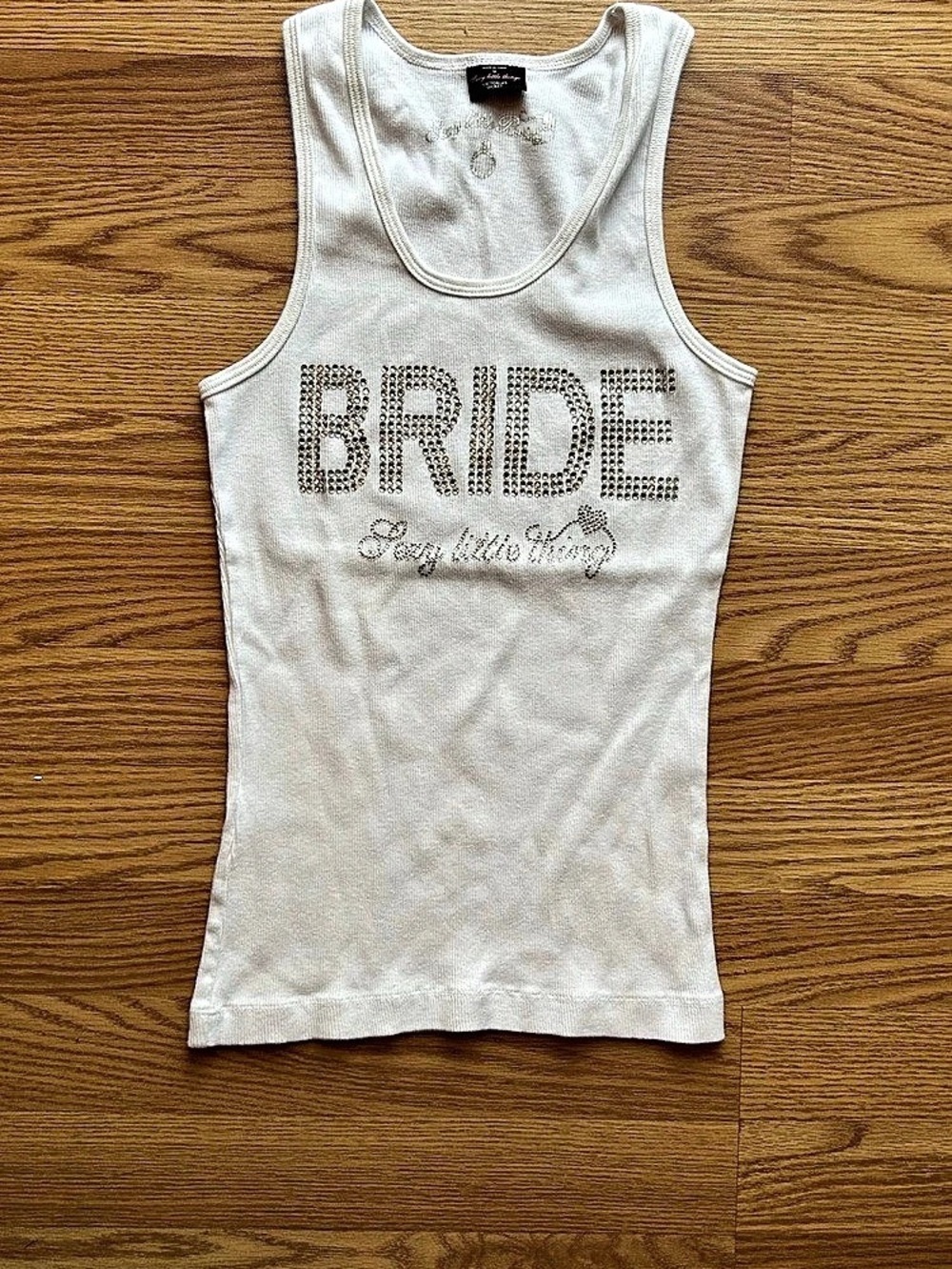 Victoria's Secret Sexy Little Things Bride Rhinestone Ribbed Tank Top Bride Medi